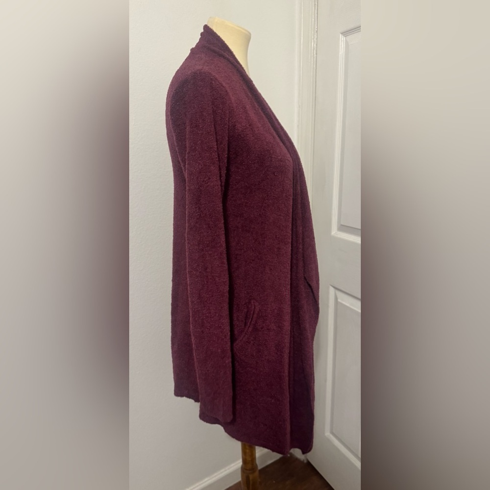 Barefoot Dreams CozyChic Lite Drape Front Cardigan Burgundy Soft Warm Size S / M - Picture 5 of 12